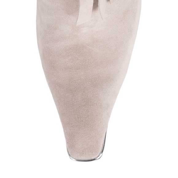 Jeffrey Campbell Stiletto Fringe Stud Bone White Suede Pointed Toe Bootie NWT - Picture 11 of 12